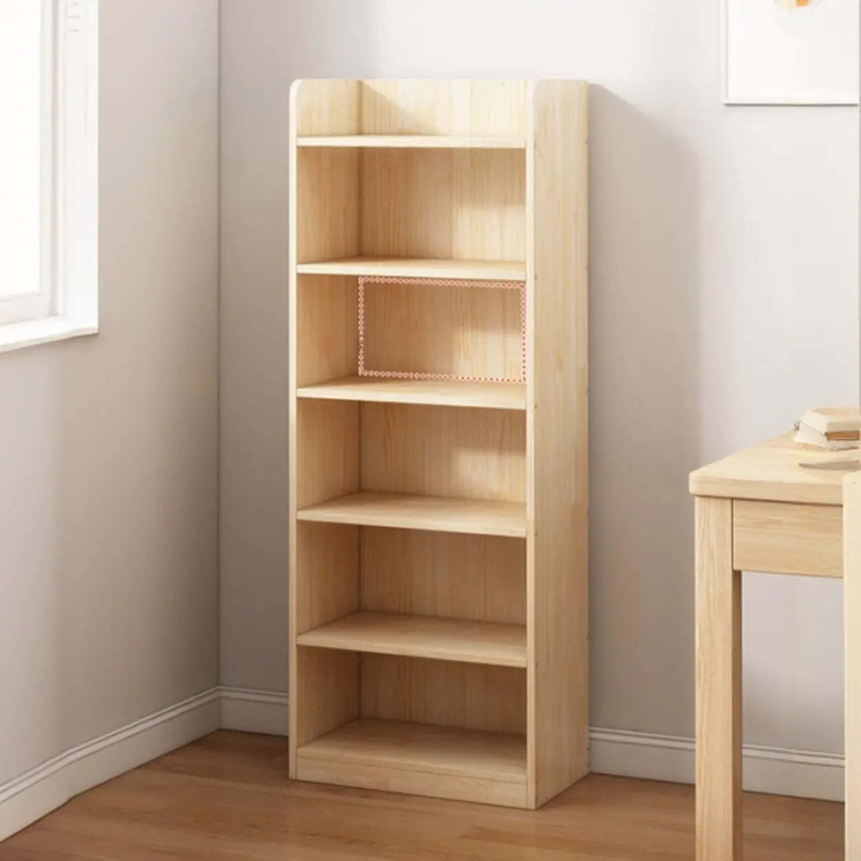 Stylish Natural Wood Small Rectangular Bookcase