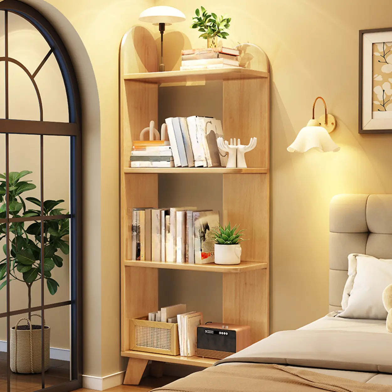 Stylish White Curved Corner Storage Bookcase