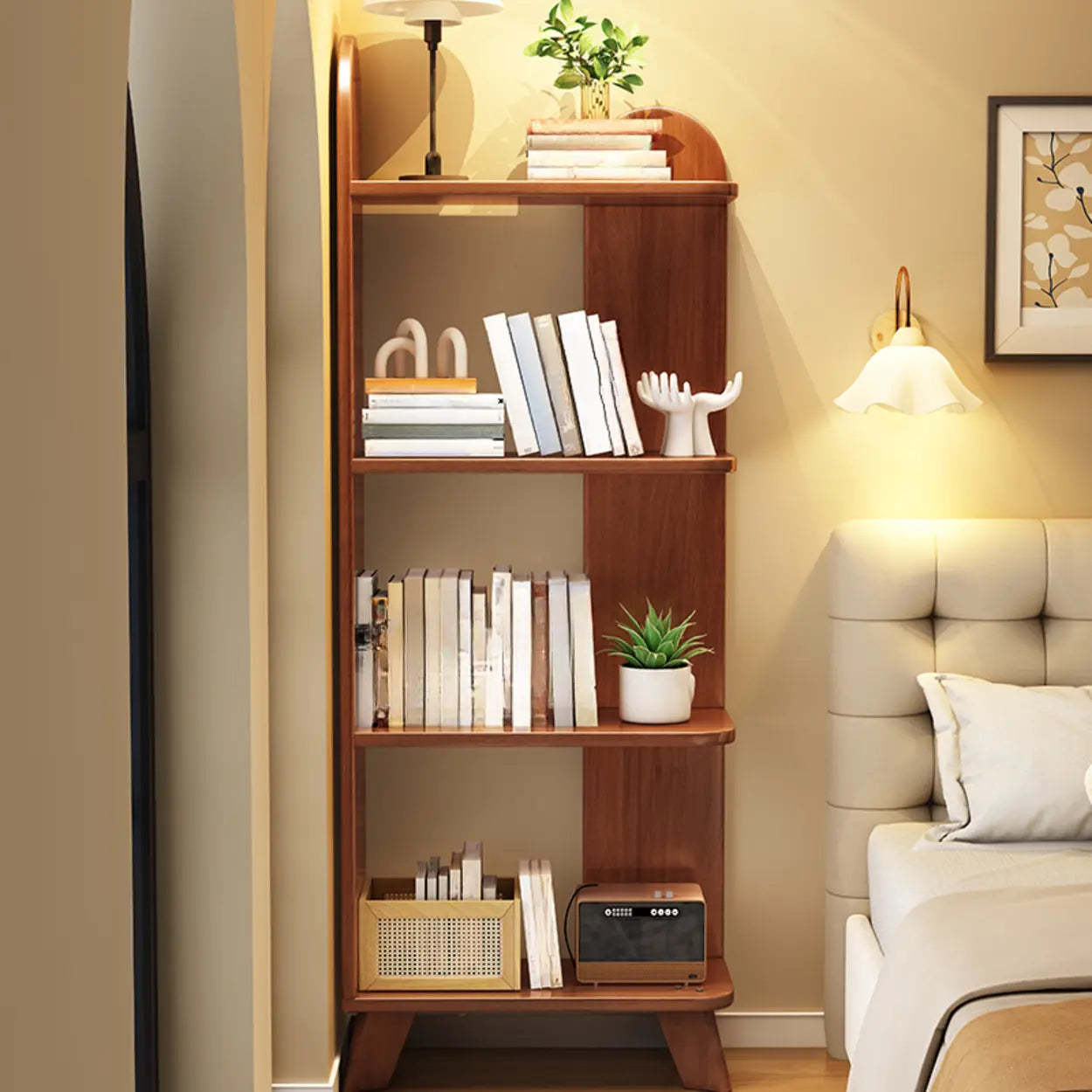 Stylish White Curved Corner Storage Bookcase