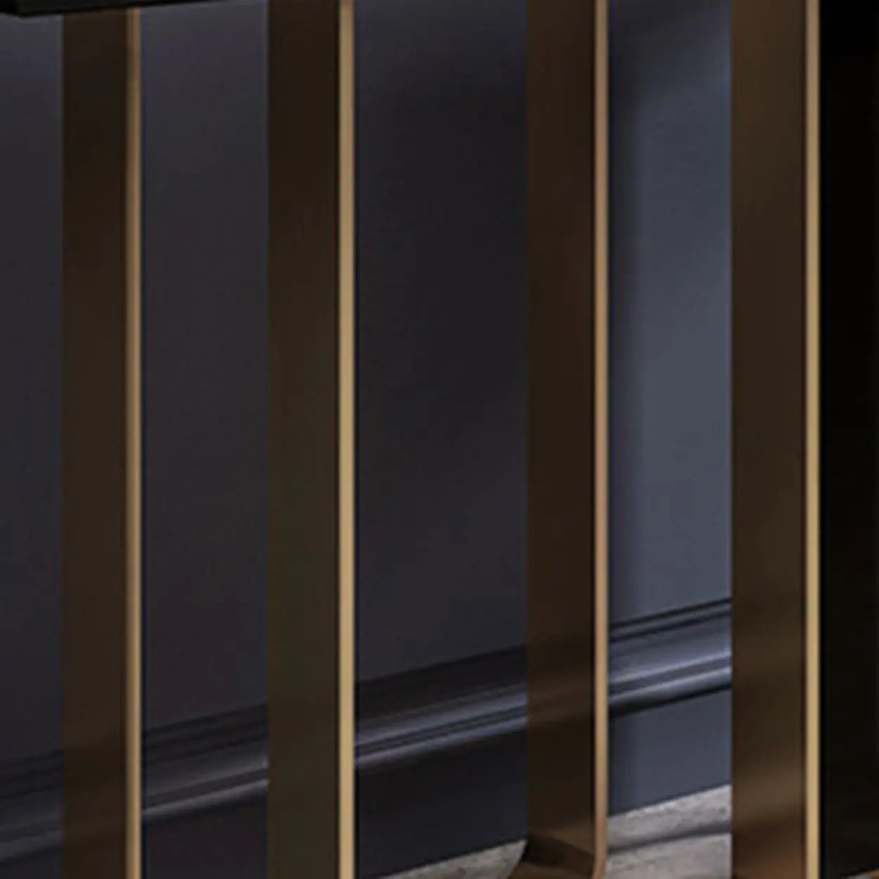 Stylish Rectangular Marble Iron-Base Console Table — Black-Gold