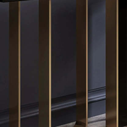Stylish Rectangular Marble Iron-Base Console Table — Black-Gold