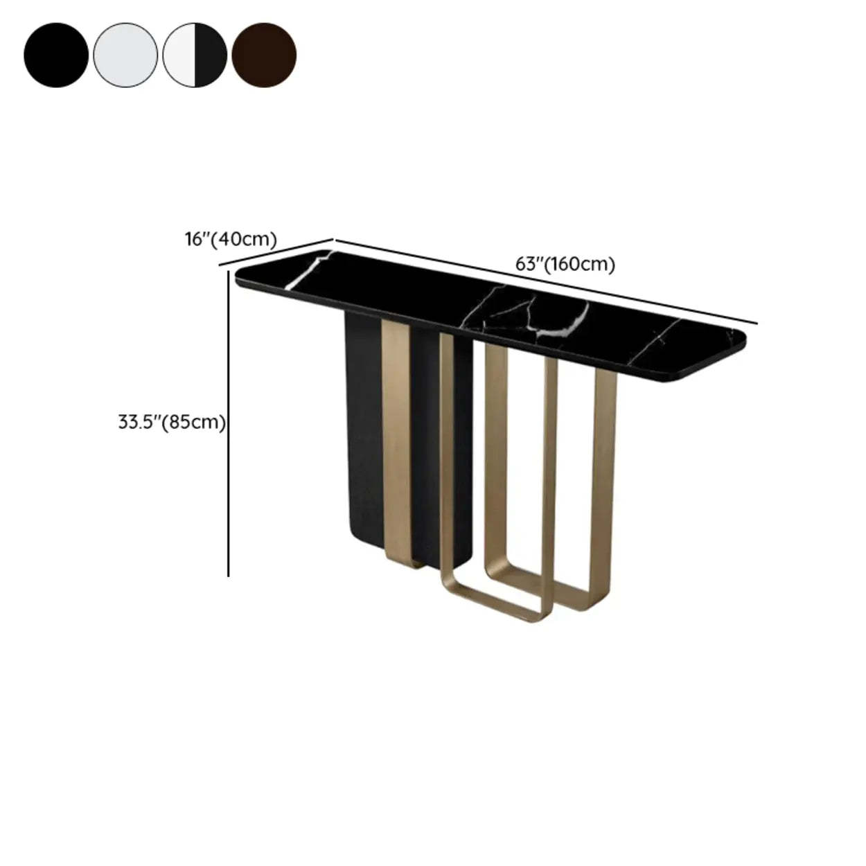 Stylish Rectangular Marble Iron-Base Console Table