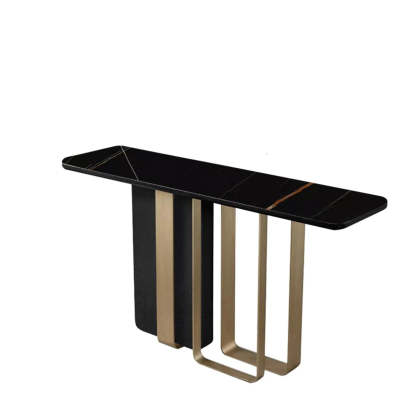 Stylish Rectangular Marble Iron-Base Console Table — White