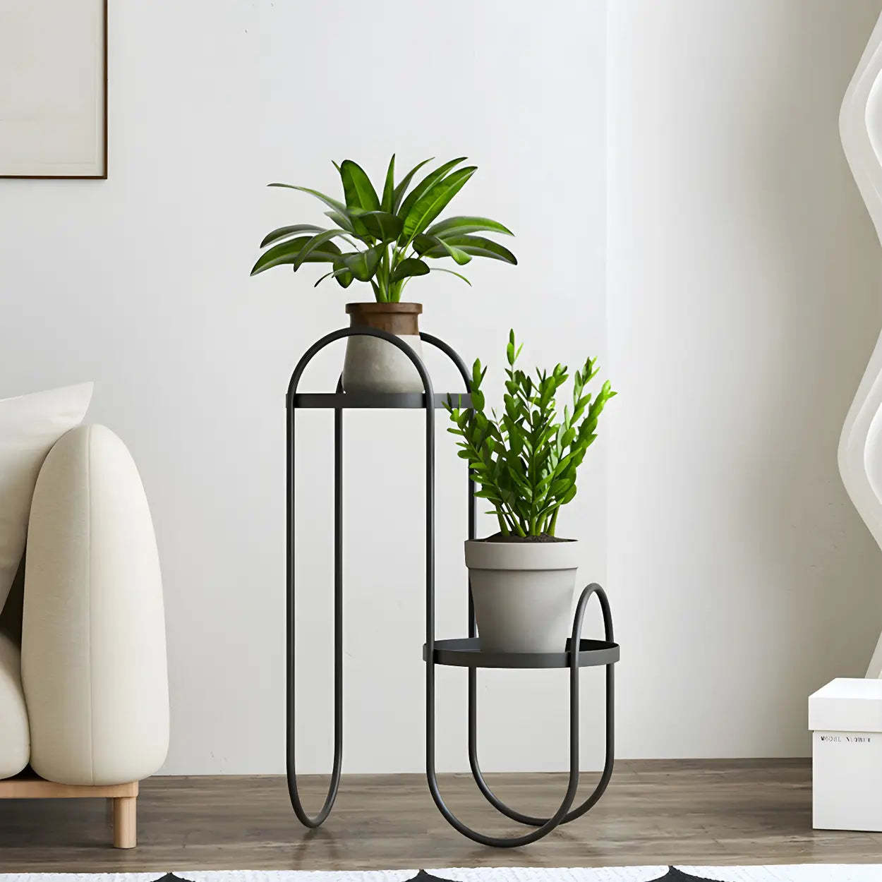 Round 2-Tier Metal Sled Plant Stand