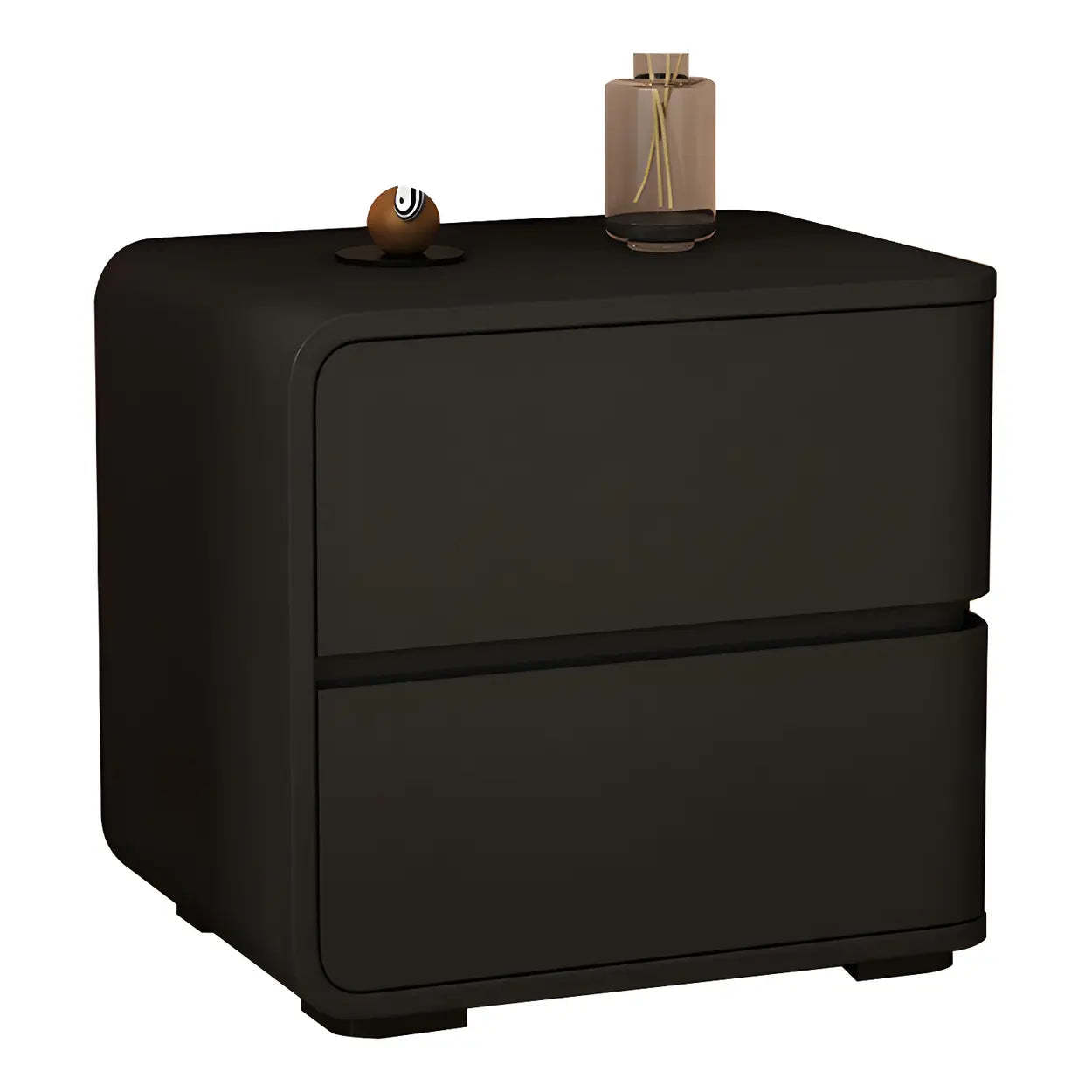 Stylish Rounded Off-White Wood Storage Nightstand — Green / 1 Piece / Right