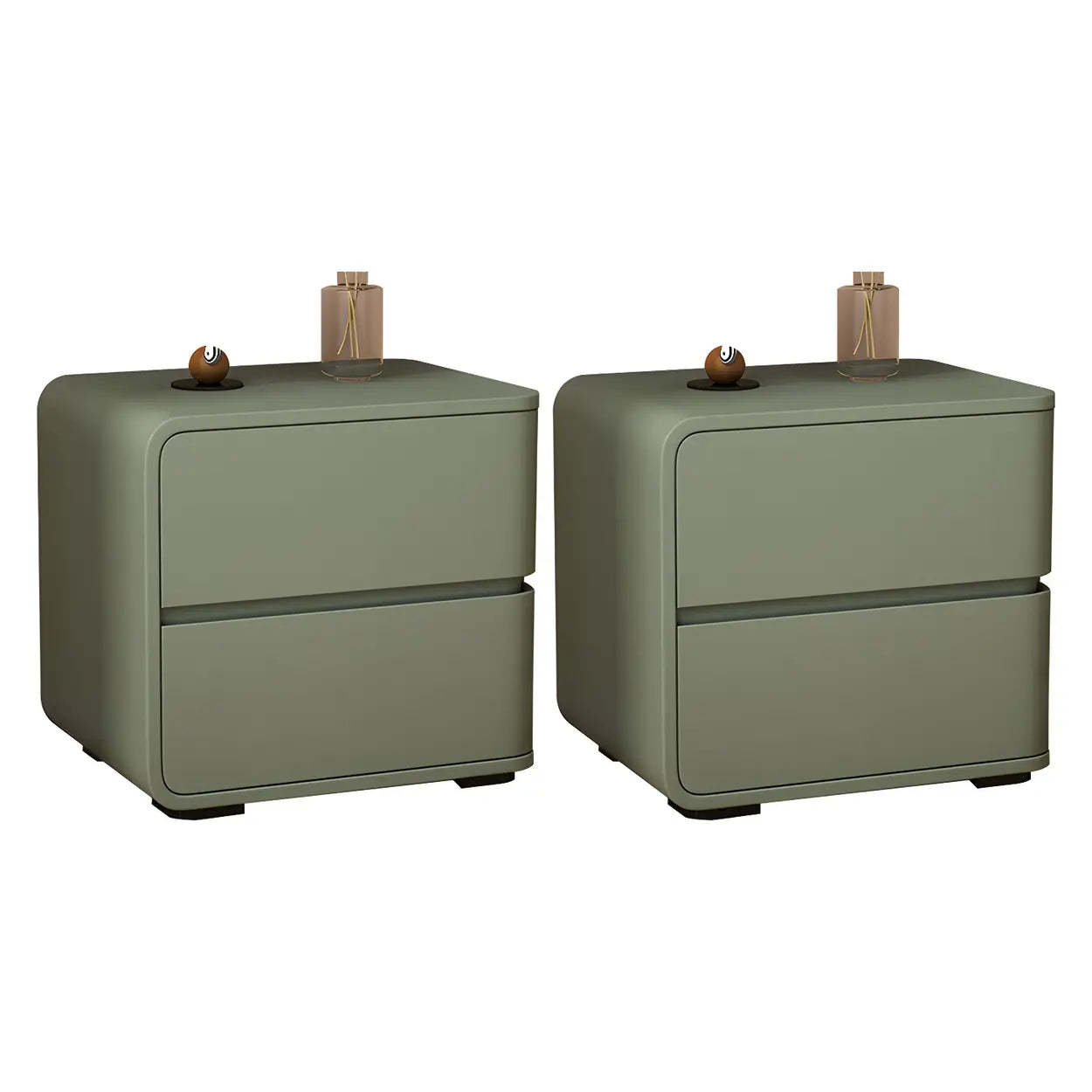 Stylish Rounded Off-White Wood Storage Nightstand