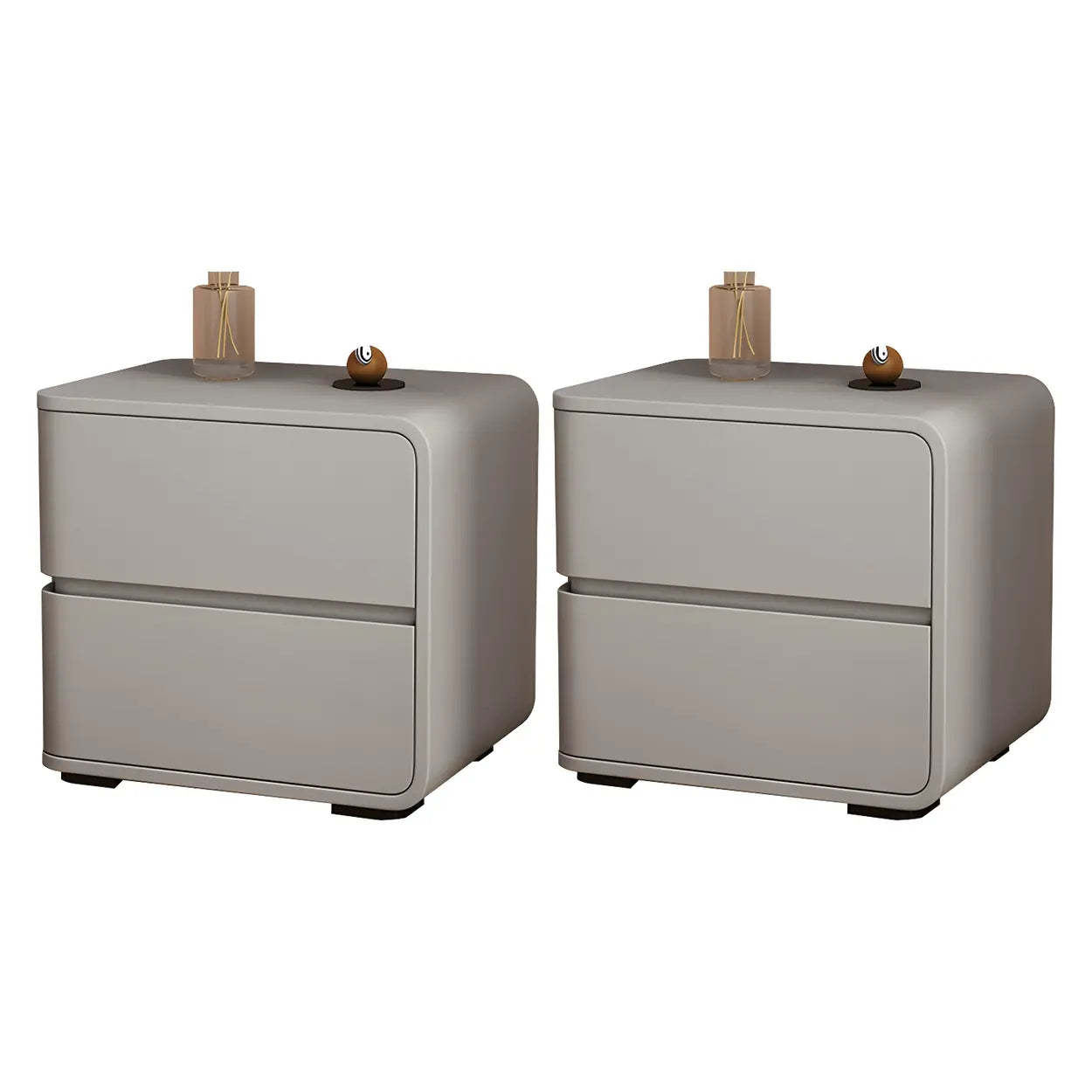 White modern stylish storage nightstands — Right / Gray / Set of 2