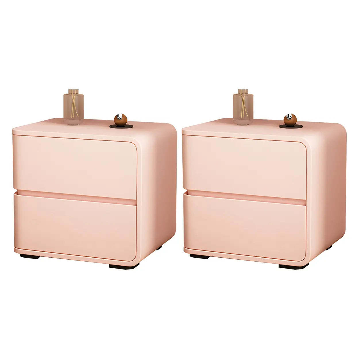 Stylish Rounded Off-White Wood Storage Nightstand