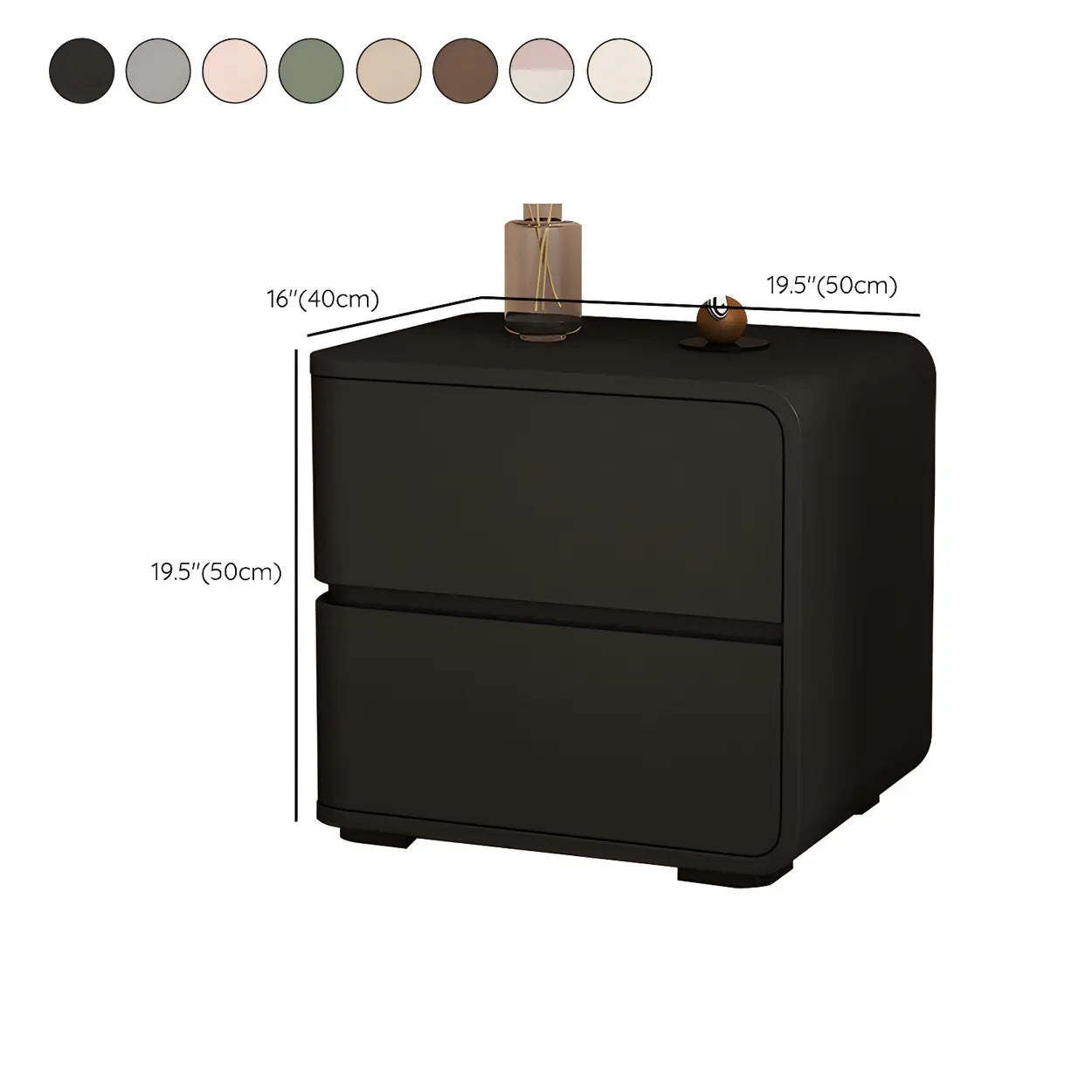 Stylish Rounded Off-White Wood Storage Nightstand