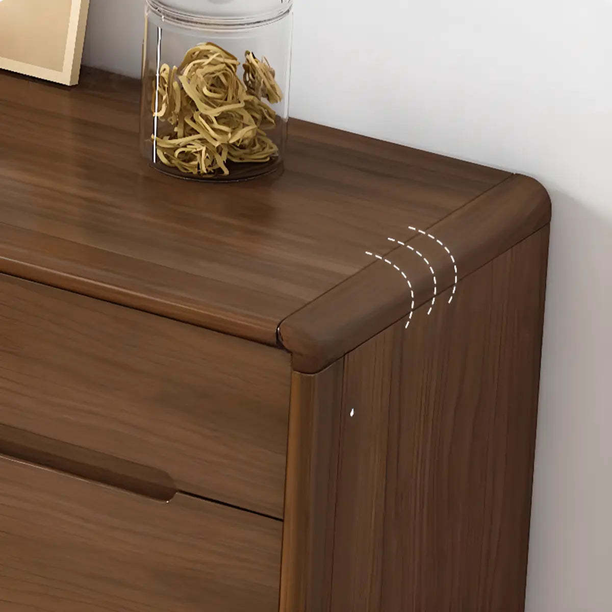 Stylish Walnut Brown Narrow Sideboard Glass Doors