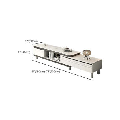 White Rectangle Stone Open Storage TV Stand