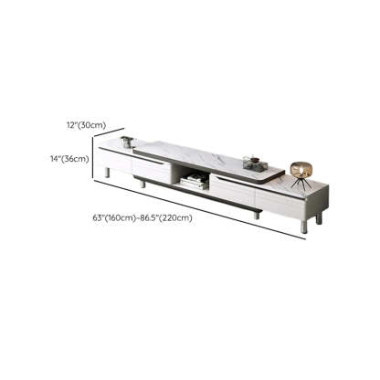 White Rectangle Stone Open Storage TV Stand