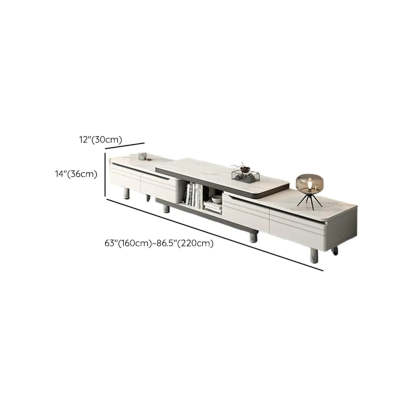 White Rectangle Stone Open Storage TV Stand