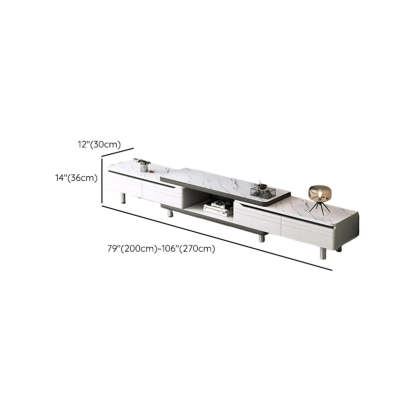 White Rectangle Stone Open Storage TV Stand