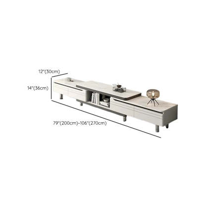 White Rectangle Stone Open Storage TV Stand