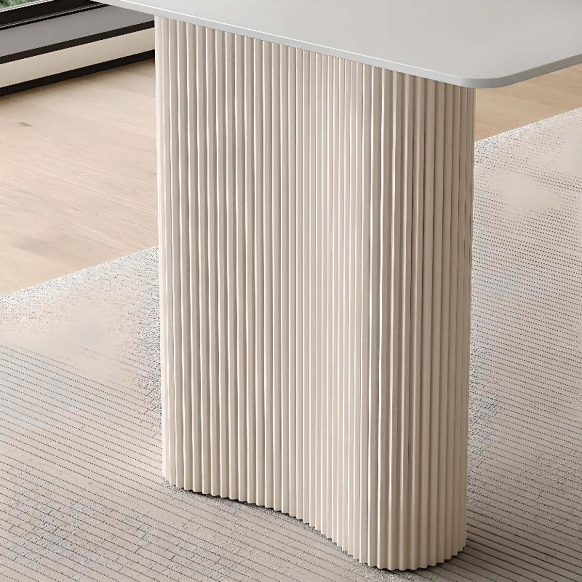 Stylish White Stone Steel-Base Writing Desk