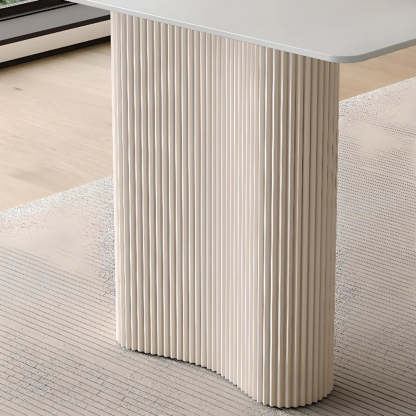 Stylish White Stone Steel-Base Writing Desk