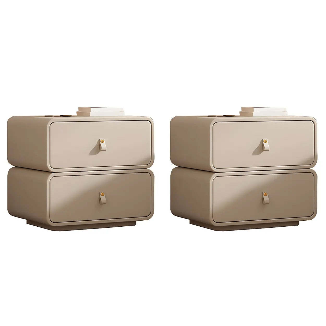 Stylish Modern Off-White Wood Two-Drawer Nightstand — Off-White / 1 Piece