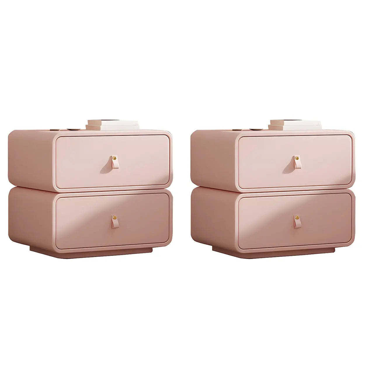 Stylish Modern Off-White Wood Two-Drawer Nightstand — Khaki / 1 Piece