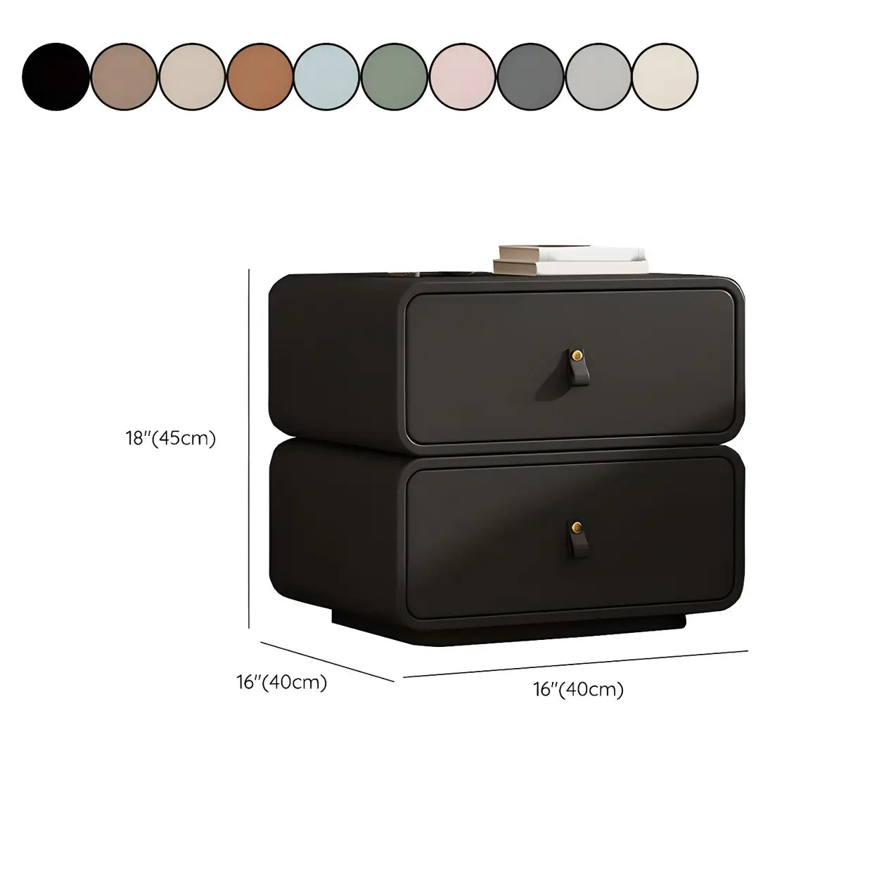 Stylish Modern Off-White Wood Two-Drawer Nightstand — Light Coffee / 2 Piece Set