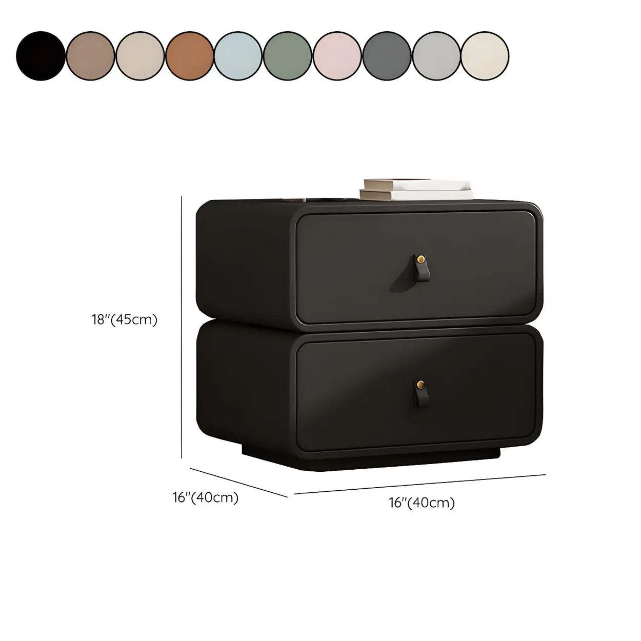 Stylish Modern Off-White Wood Two-Drawer Nightstand — Light Coffee / 2 Piece Set