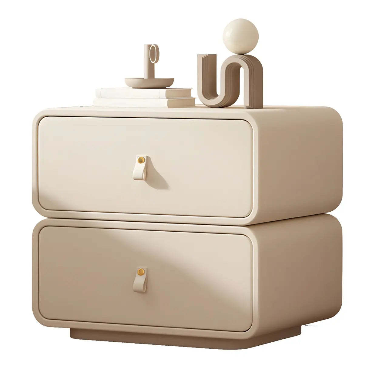 Stylish Modern Off-White Wood Two-Drawer Nightstand — Orange / 1 Piece