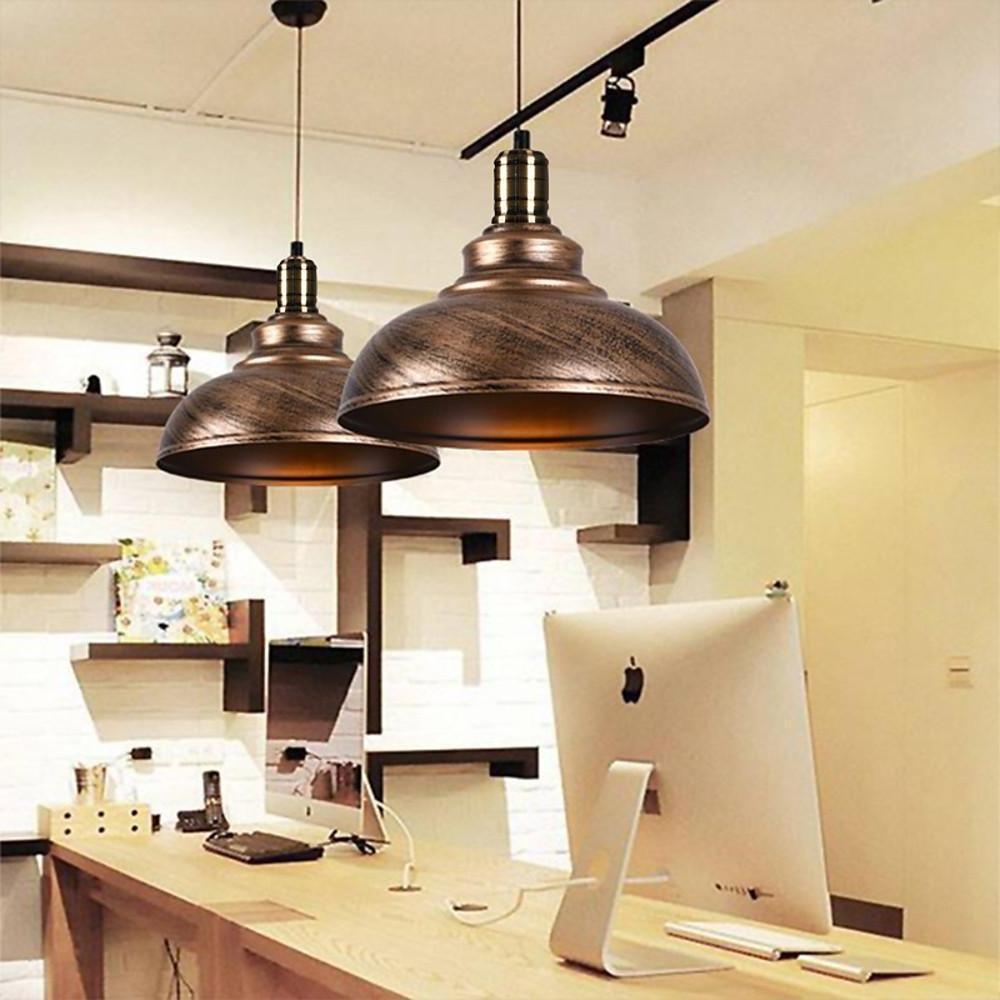 Gray industrial semi-globe island pendant lighting — 11" / Red Bronze