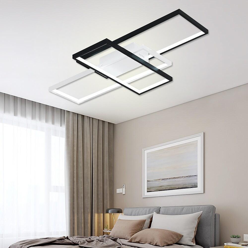 Multi Rectangle Large Flush Mount Ceiling Light with 3 Integrated Tiered Lights-Lighom
