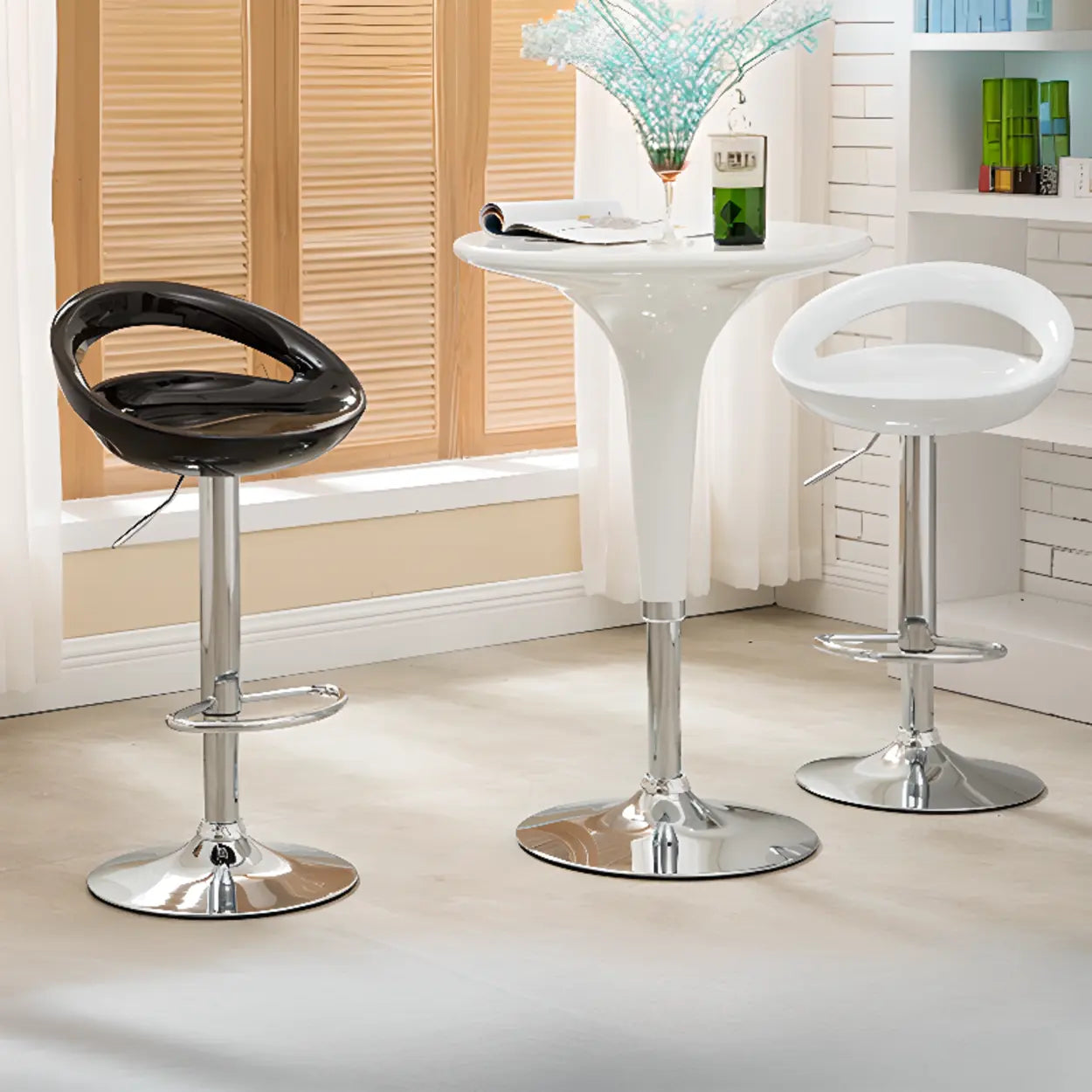 Adjustable Swivel Bucket Bar Stool — Black
