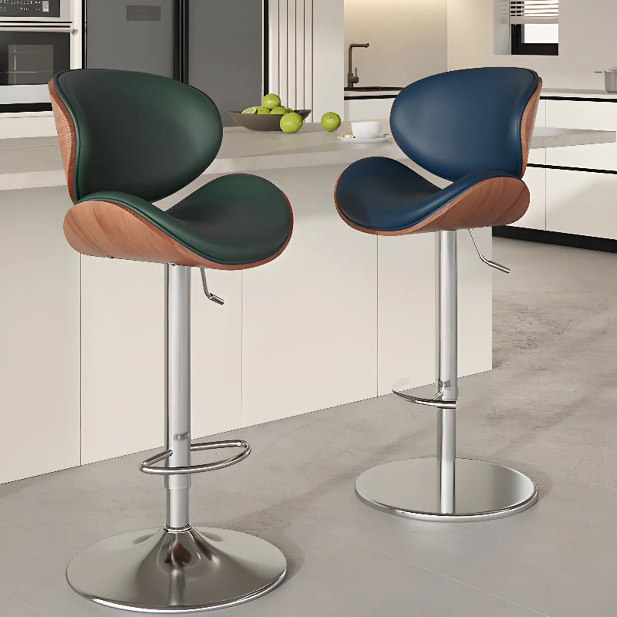 Swivel Ergonomic Adjustable Bar Stool — Black / Black