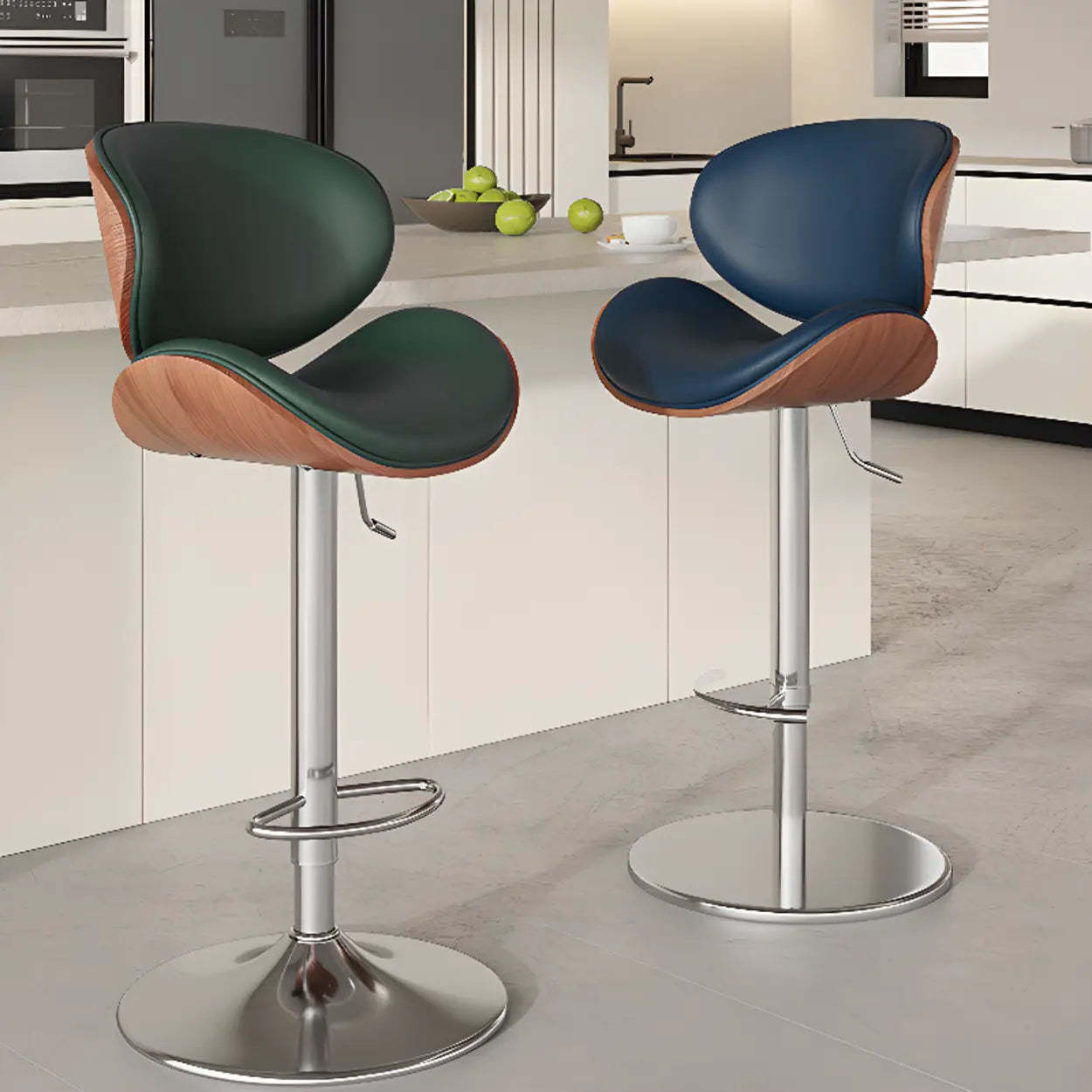 Swivel Ergonomic Adjustable Bar Stool — Black / Black