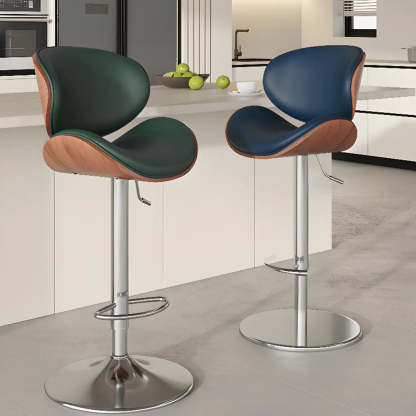 Swivel Ergonomic Adjustable Bar Stool — Black / Black