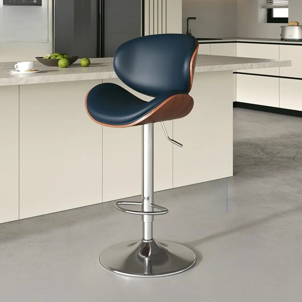 Swivel Ergonomic Adjustable Bar Stool — Black / Silver