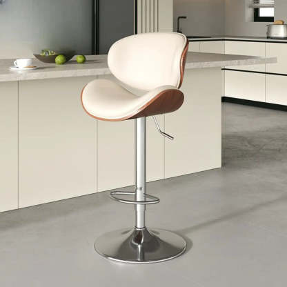 Swivel Ergonomic Adjustable Bar Stool — Off-White / Black