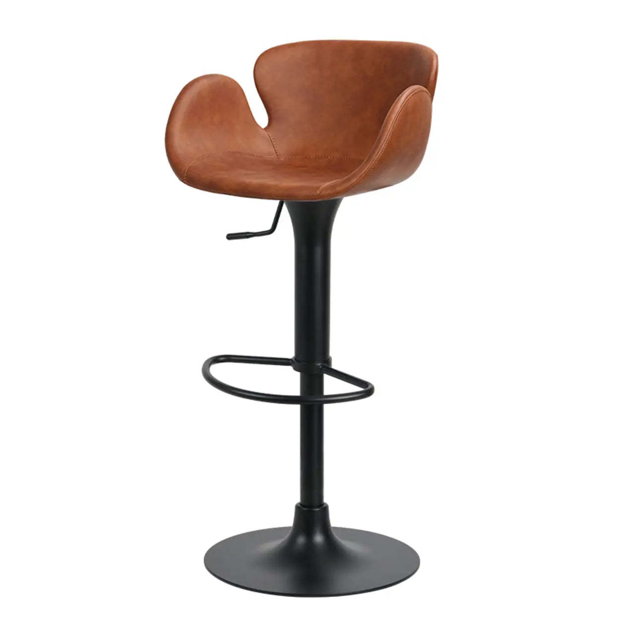 Swivel Leather Bucket Bar Stool with Back