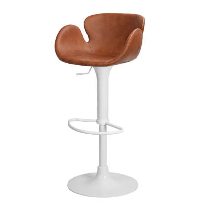 Swivel Leather Bucket Bar Stool with Back