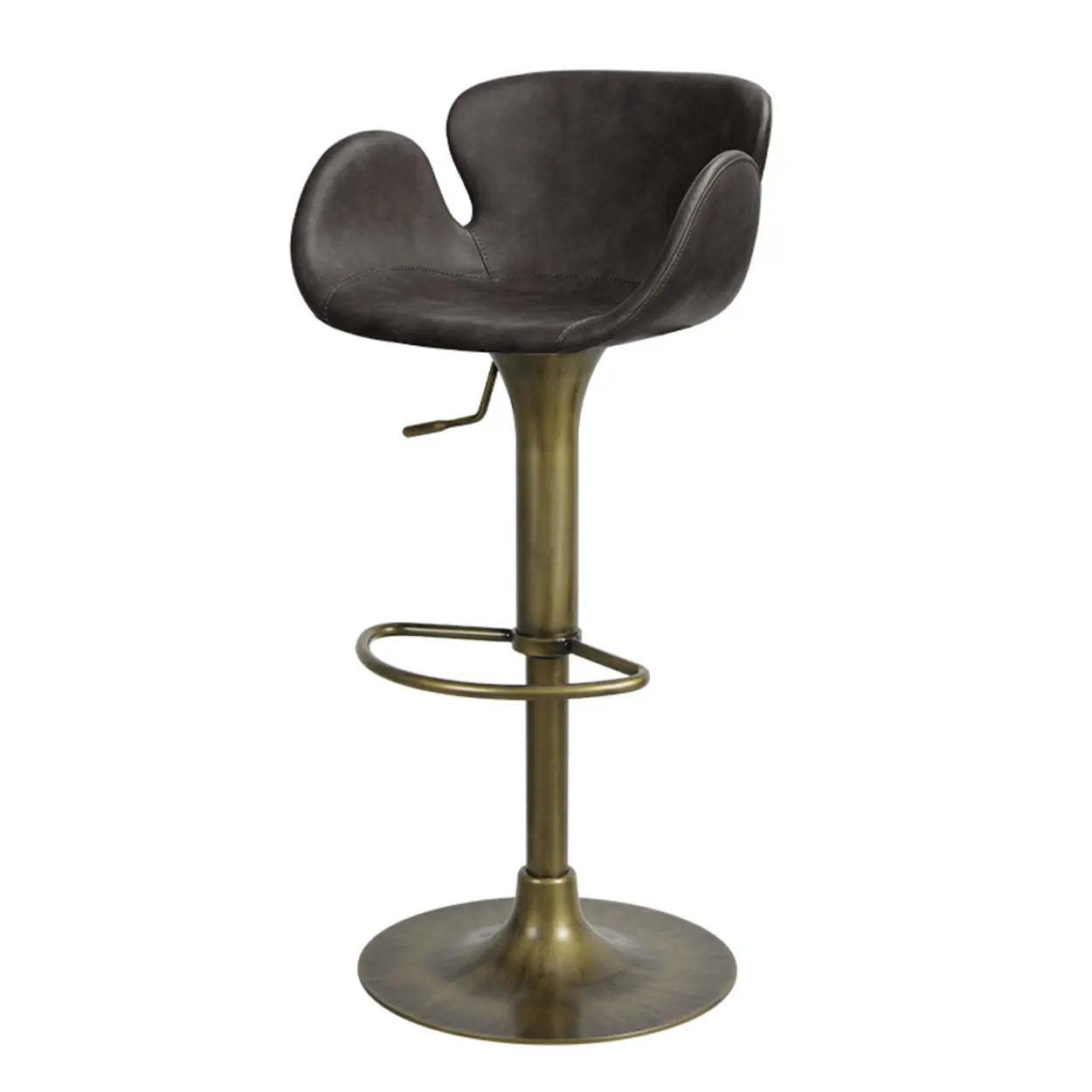 Swivel Leather Bucket Bar Stool with Back — Black / Brown