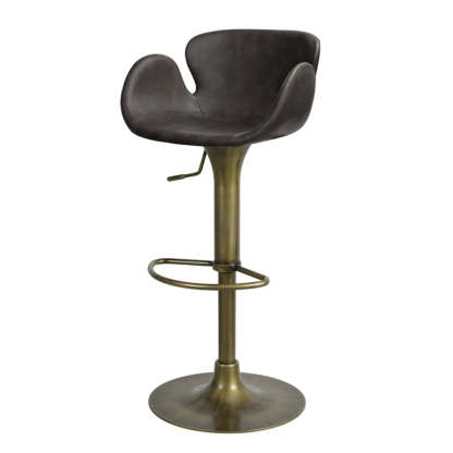 Swivel Leather Bucket Bar Stool with Back — Black / Brown