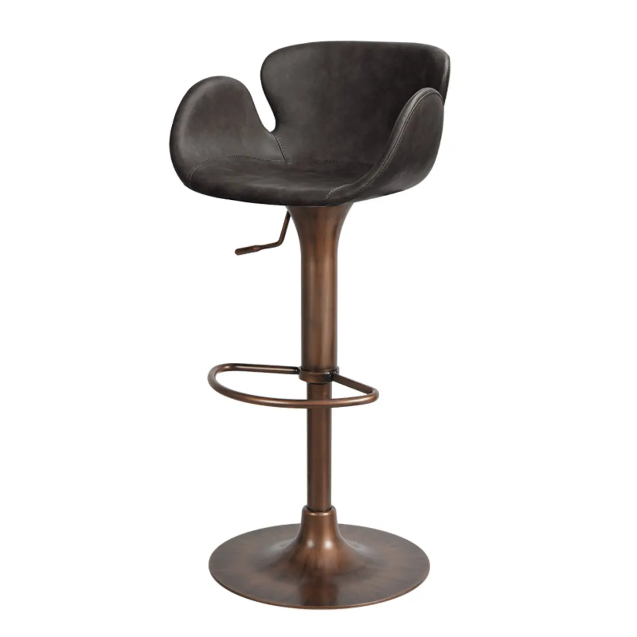 Swivel Leather Bucket Bar Stool with Back — White / Black