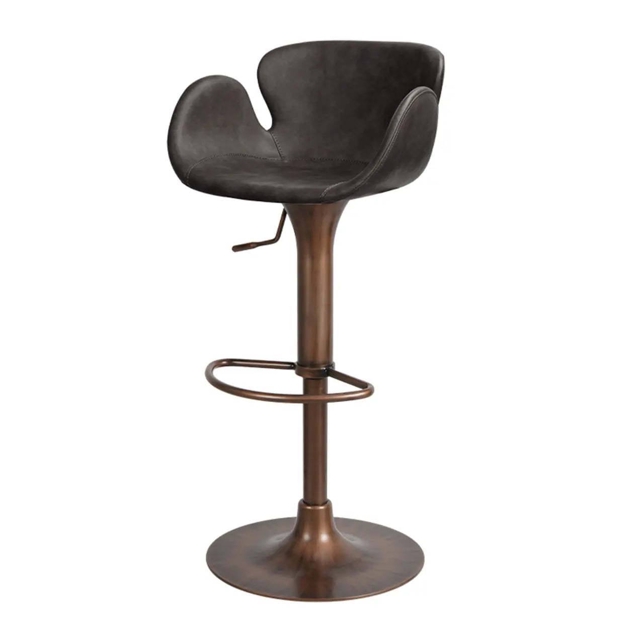 Swivel Leather Bucket Bar Stool with Back — White / Black