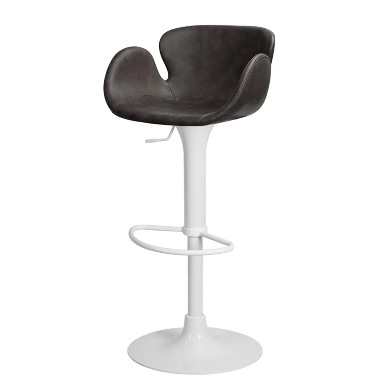 Swivel Leather Bucket Bar Stool with Back — Green Antique Copper / Black