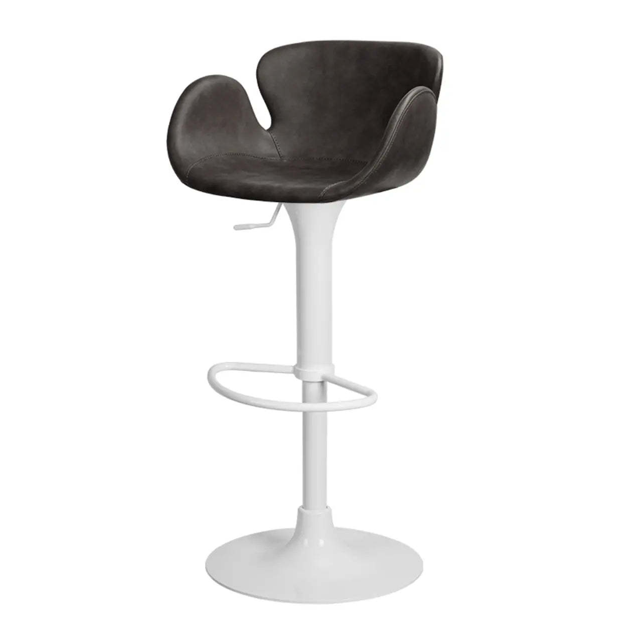 Swivel Leather Bucket Bar Stool with Back — Green Antique Copper / Black