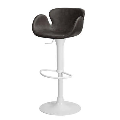 Swivel Leather Bucket Bar Stool with Back — Green Antique Copper / Black
