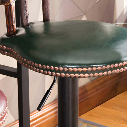 Swivel Round Leather Bar Stool with Back — Fruit Green
