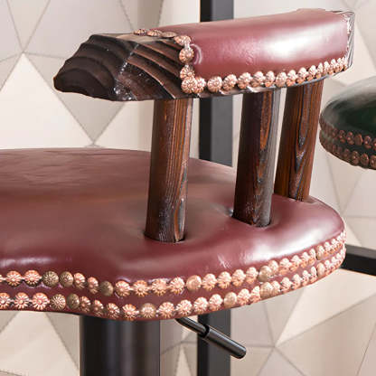 Swivel Round Leather Bar Stool with Back