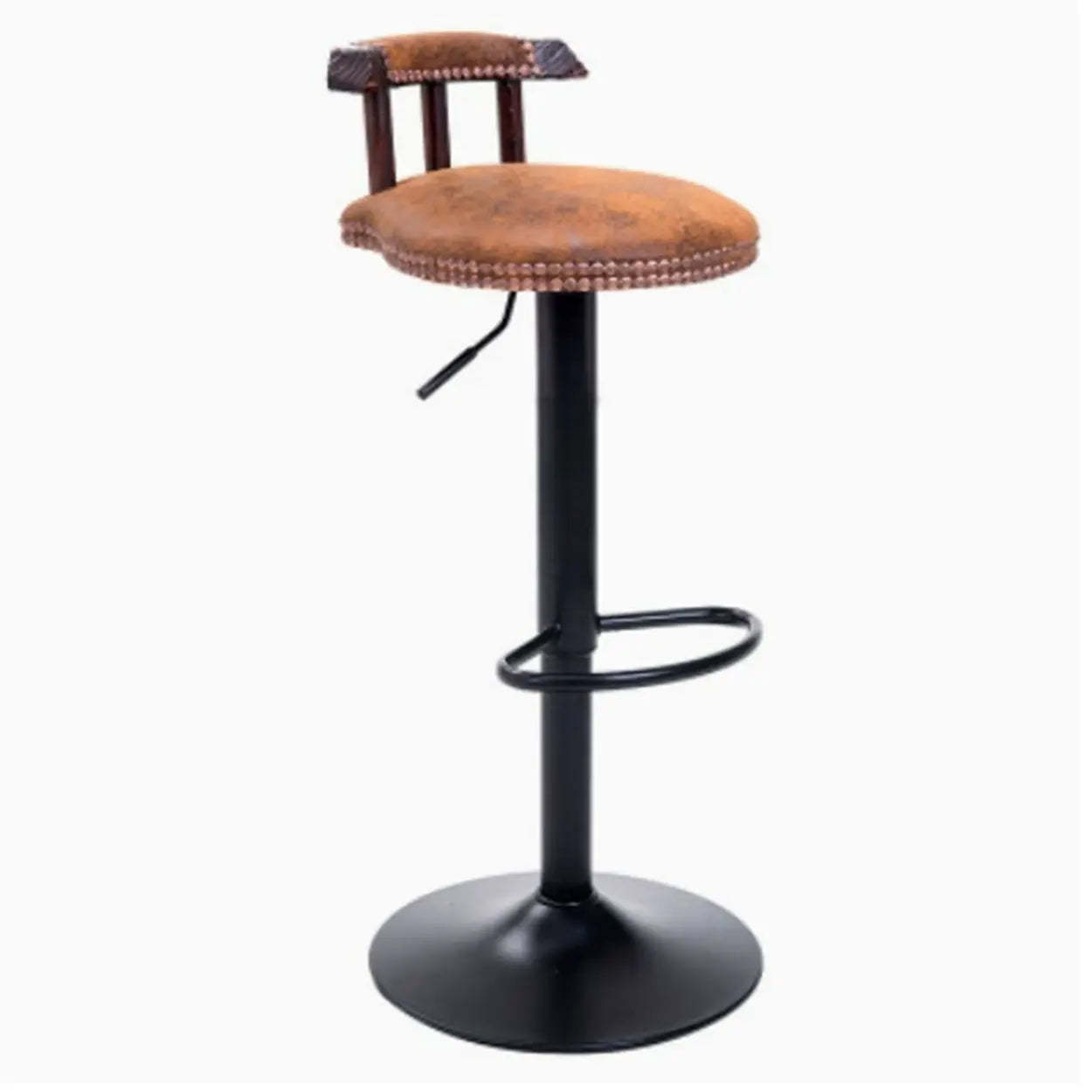 Swivel Round Leather Bar Stool with Back
