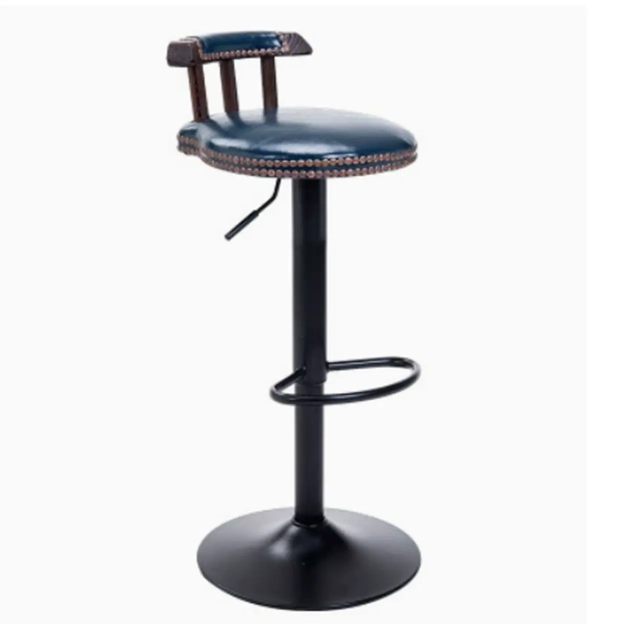 Swivel Round Leather Bar Stool with Back