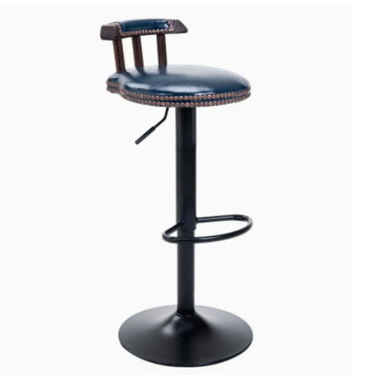 Swivel Round Leather Bar Stool with Back