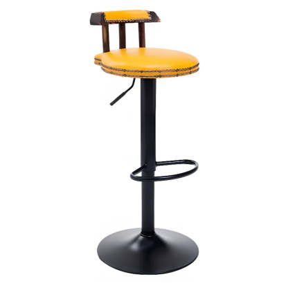 Swivel Round Leather Bar Stool with Back