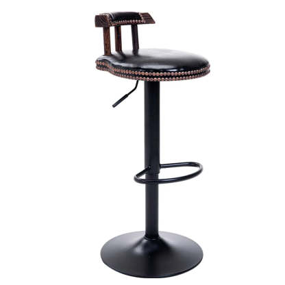 Swivel Round Leather Bar Stool with Back — Red